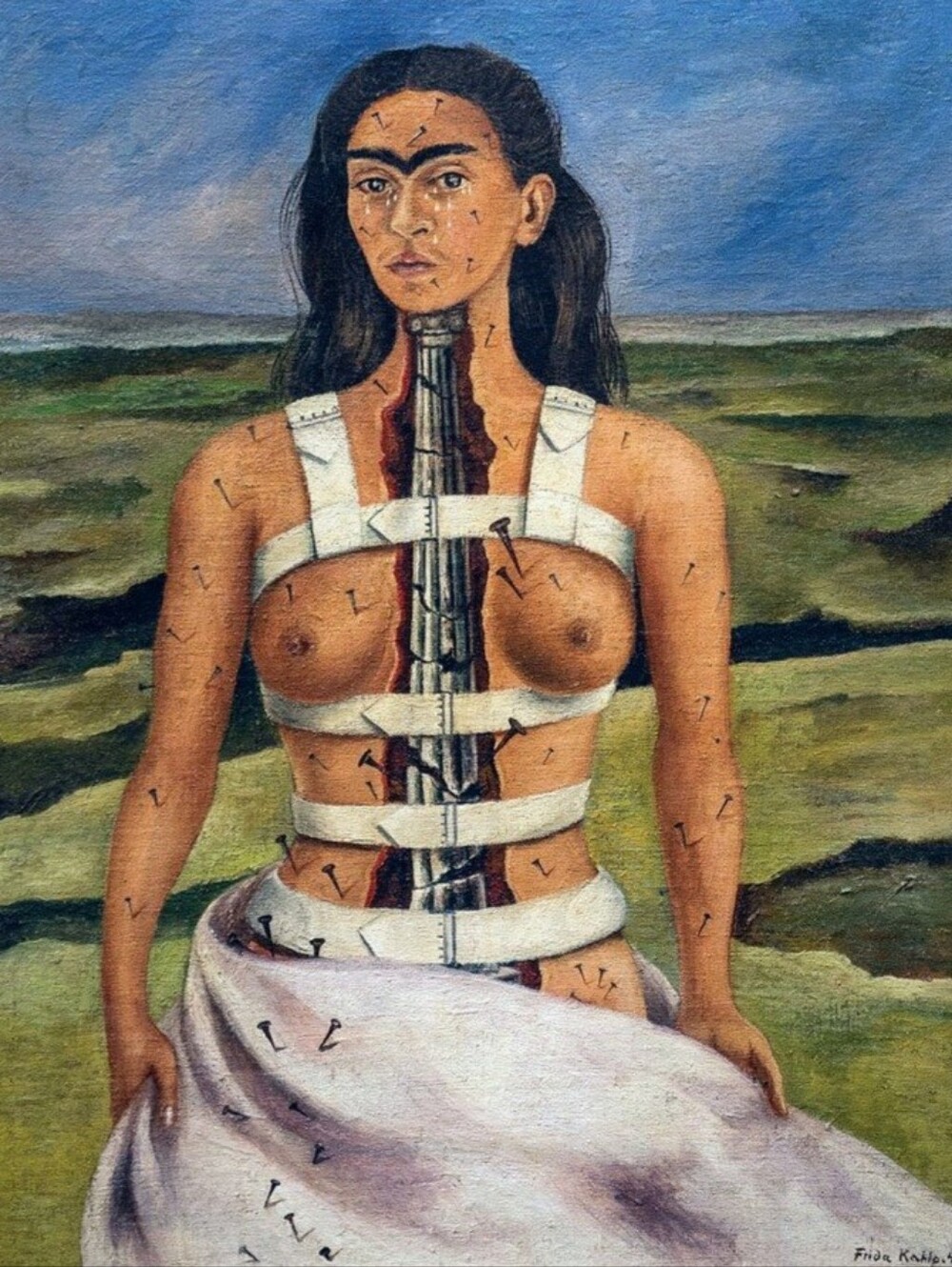 Frida Kahlo Surrealist Portrait Art Print - Earth Tones 8.5x11